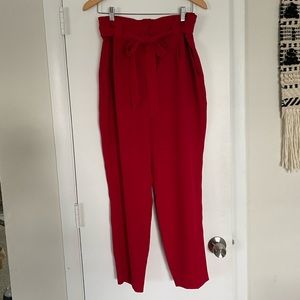 Express Red High Waisted Ankle Dress Pants